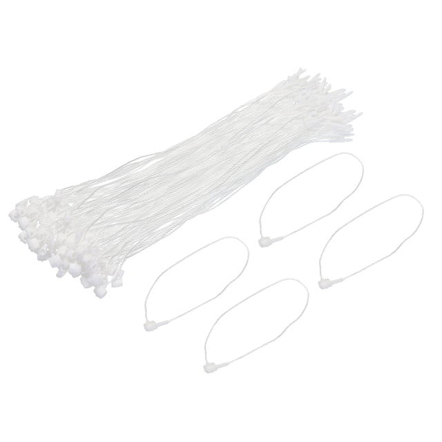 Unique Bargains Polyester Rope Hang Tag String Snap Lock ,Plastic Tags Ties 200mm/7.87' Length,1mm/0.04' Dia,Pack of 200,Cream