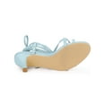 thumbnail image 5 of BLISSFUL STEP Women's Strappy Lace Up Kitten Heels Sandals Light Blue (Size 6), 5 of 7
