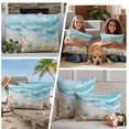 thumbnail image 5 of Blue Summer Beach Outdoor Waterproof Pillow Covers, Coastal Starfish Shell Nautical Ocean Decorative Square Throw Pillowcase Sofa Cushion Sham for Patio/Couch/Chair, 26"x26" 2 Pack, 5 of 8