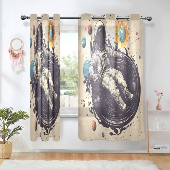Yayeee Window Curtains Light Filtering 63"x42" Grommet Panel Pair Home Living Room Decor, Beige Record
