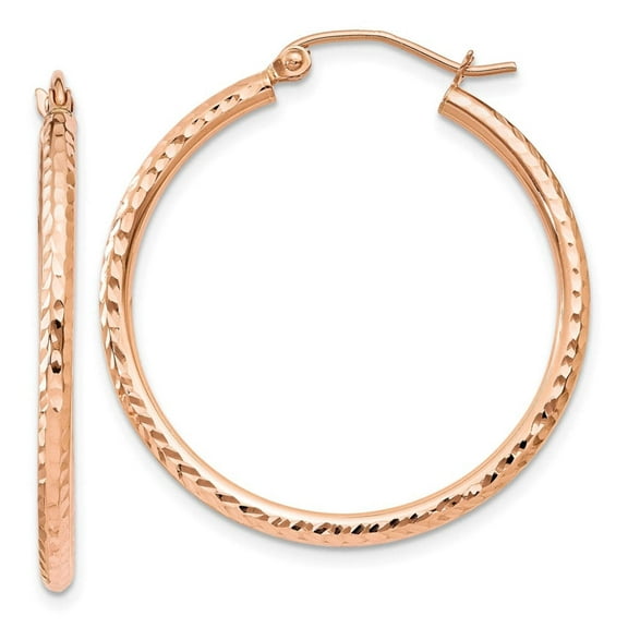 Primal Gold 14 Karat Rose Gold Diamond-cut Hoop Earrings