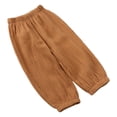 thumbnail image 4 of Hansber Toddler Boy Girl Plain Cotton Linen Pants Elastic Waist Casual Bloomers Trousers Orange 130, 4 of 4