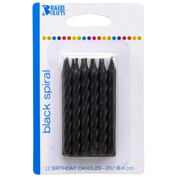 Spiral Black Candles 12 pcs 2.5 by Bakery Crafts"