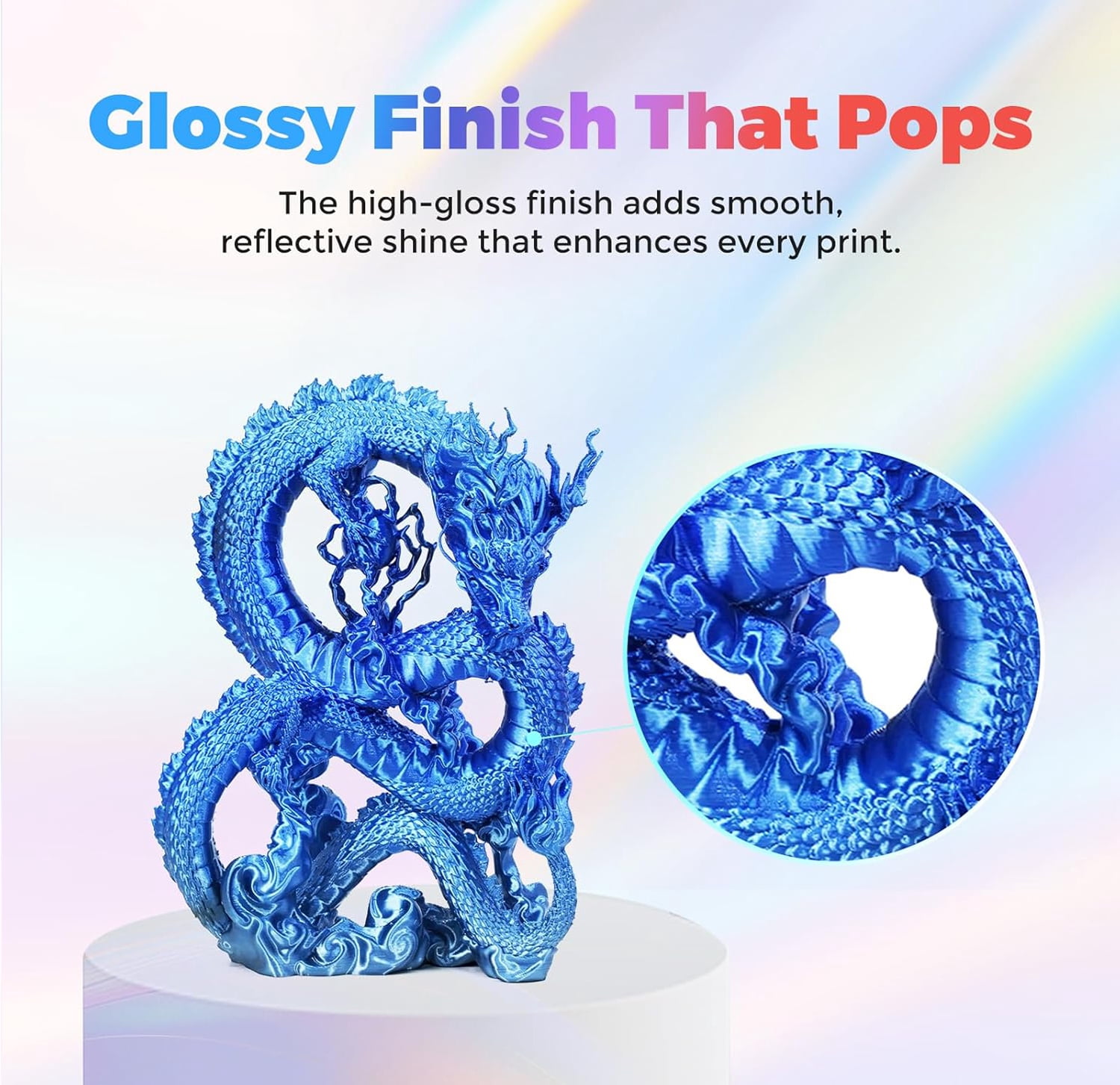BIOMYL BIOMYL Silk Dual Color Filament, Blue to Silver Gradient, Smooth Color-Changing 3D Printer Filament 1kg (2.2lbs) Spool