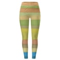 thumbnail image 4 of Gyexs Striped Tights for Women - Green and White / Pink and Purple / Yellow and Blue, Rainbow Print Leggings Yellow & Size S, 4 of 5