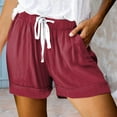 thumbnail image 2 of WAYUTE Womens Shorts Solid Color Drawstring Waist Sports Workout Thin Cozy Shorts with Pockets Casual Soft Comfort Summer Dailywear, 2 of 4