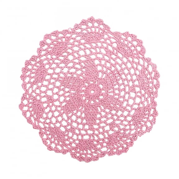 AUQ Round Crochet Lace Doily Floral Design Fabric Coasters Doilies Value Pack,1 Pcs/Set Lace Doilies (Pink),Handmade Crochet Cotton Lace Table Placemats,Crochet Doily,Doilies