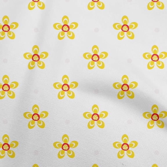 oneOone Georgette Viscose Yellow Fabric Florals Sewing Material Print Fabric By The Yard 42 Inch Wide