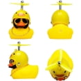 thumbnail image 3 of Adornos de goma para el salpicadero del coche, 2 uds., pato amarillo, bocinas de bicicleta con casco de hélice, 3 of 5