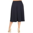 thumbnail image 3 of Women's Plus Size A-Line High Waist Elastic Band Pleated Solid Midi Skirt, 3 of 4