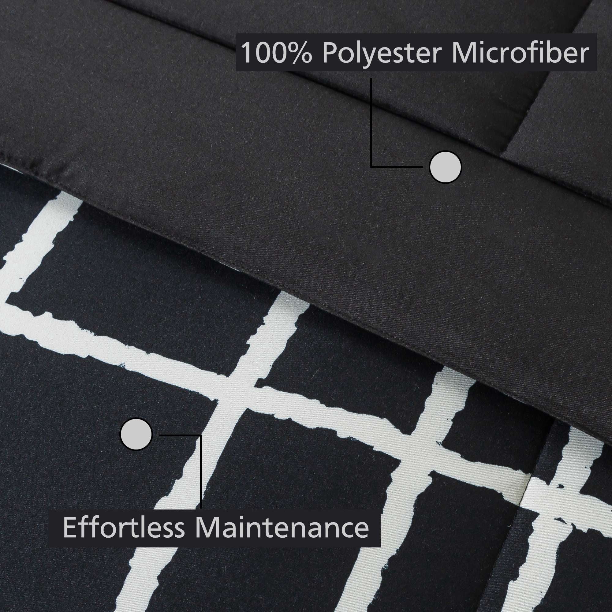 Mainstays Reversible Bed-in-a-Bag Comforter and Sheet Set, 7-Piece, Queen, Black and White Checker