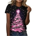 thumbnail image 2 of Ichuanyi Trendy Striped T Shirt for Women Christmas Graphic Tee Tops Casual Round Neck Short Sleeve Tops, 2 of 5