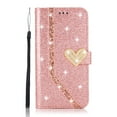 thumbnail image 2 of Dteck Wallet Case For Samsung Galaxy A51 (4G), Luxury Glitter Bling PU Leatether Credit Card Holder Wallet Case with Hand Strap, Rosegold, 2 of 6