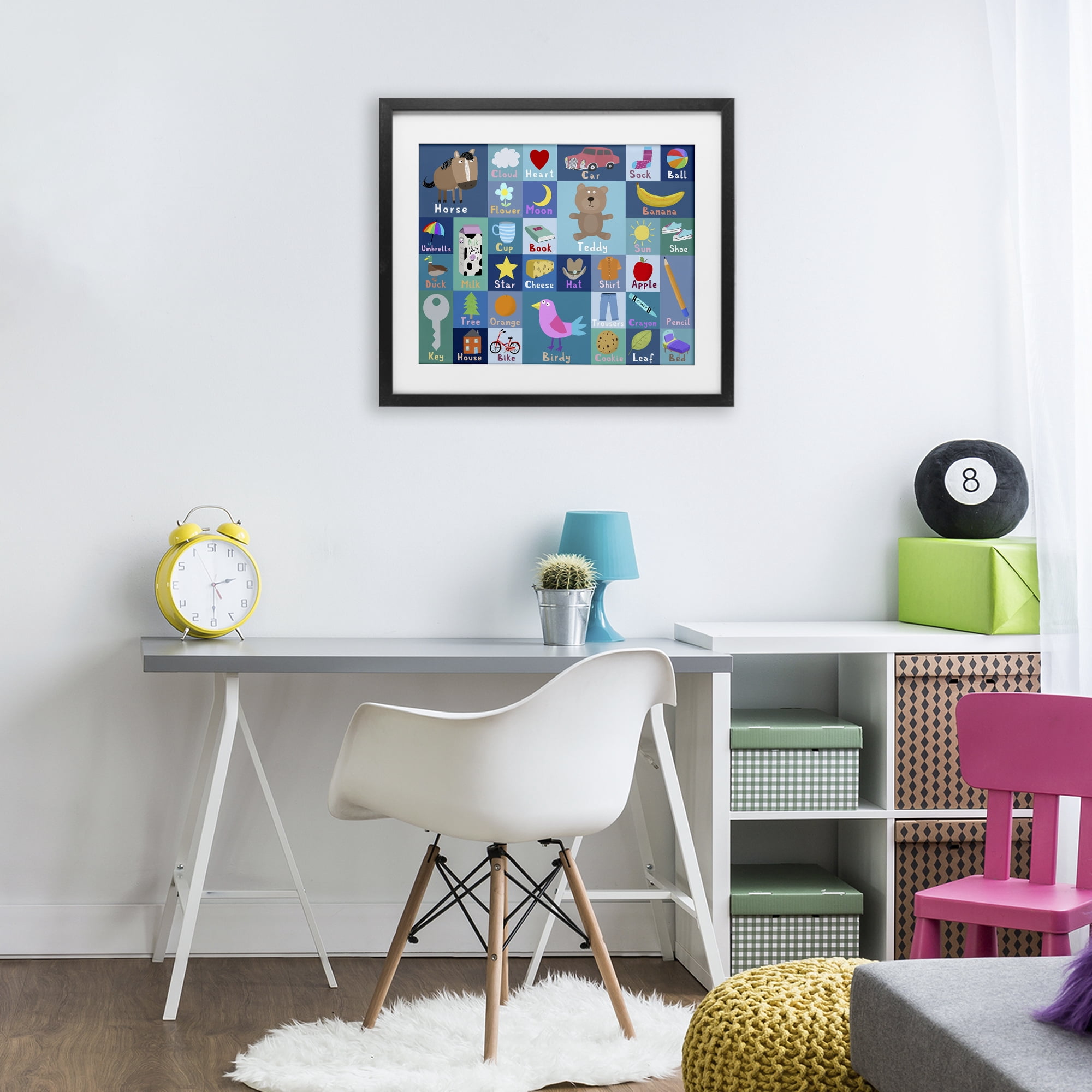 Stupell Industries Blue First Words Black Framed Print Under Glass, design by Carla Daly