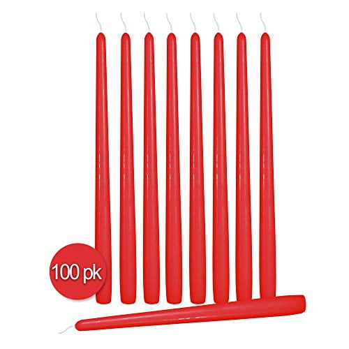 Pack of 50 Prices Candles Unwrapped Tapered Dinner Candle Red 
