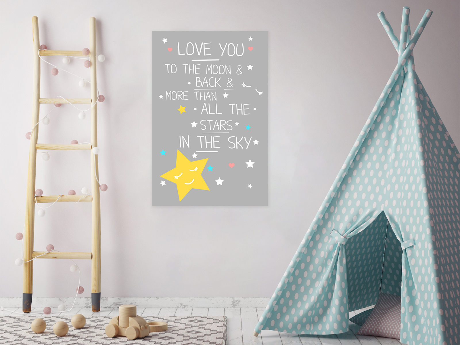 Awkward Styles Love Quotes for Kids Cute Quotes Baby Kids Room Newborn Baby Gifts Love You To The Moon & Back More Than All The Stars In The Sky Unframed Poster Unframed Poster for Kids Nursery Room - image 3 of 3