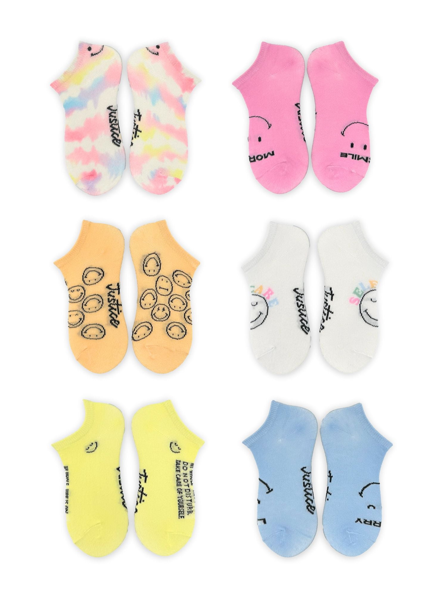 Justice Girls No-Show Socks 6-Pack, Sizes M-L