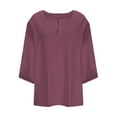 thumbnail image 5 of Meichang Womens Plus Size Tops 3/4 Sleeve T Shirts Summer Notch V Neck T-Shirts Loose Fit Casual Dressy Blouse Basic Tees Tunic Top, 5 of 6
