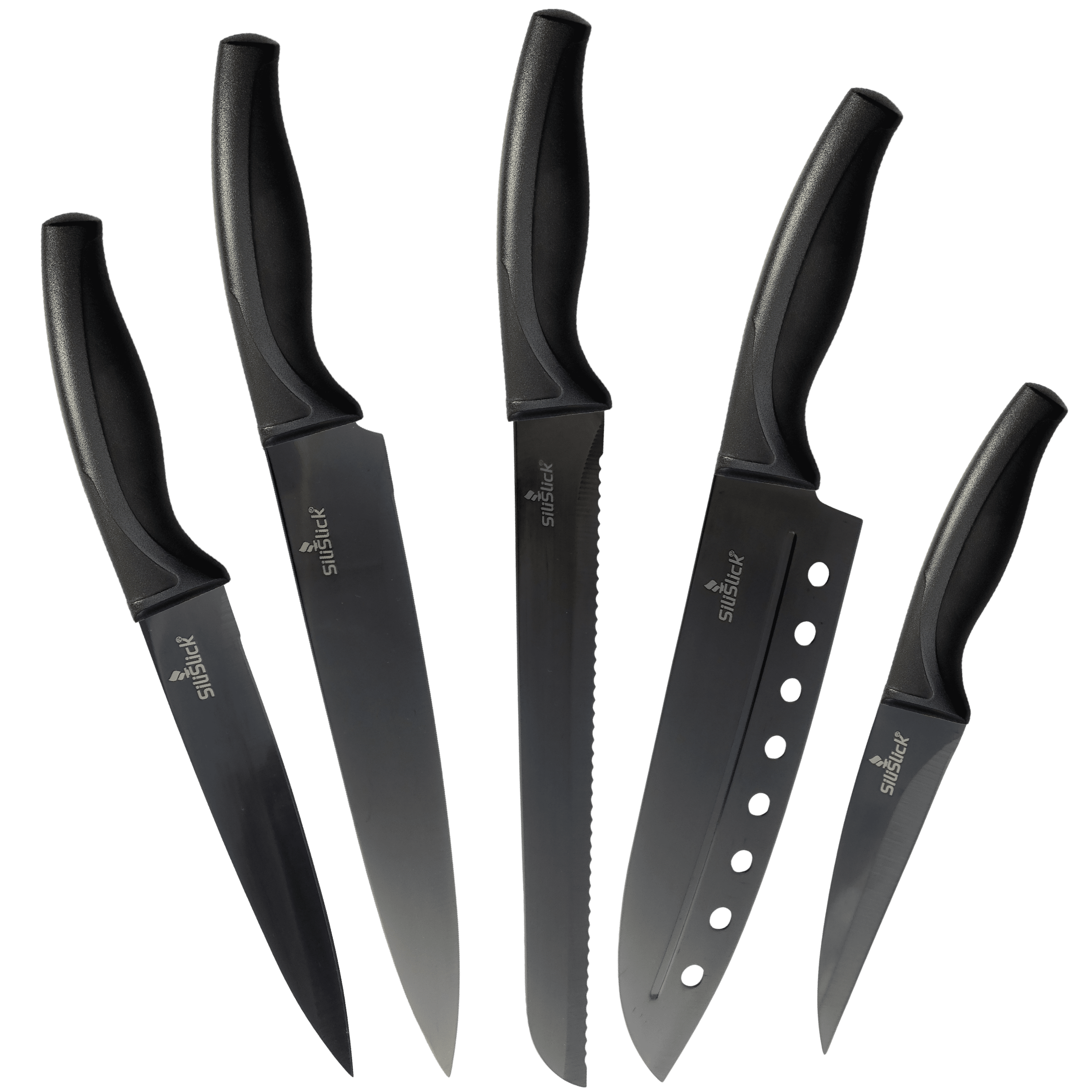 SiliSlick 6 Piece Blue Steak Knife Set - Iridescent Stainless Steel Blades  – SiliSlick®