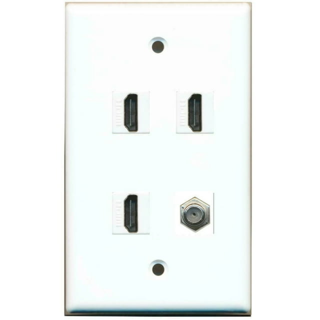 Ultra Spec Cables 1 Gang Flat 3 HDMI Coax Cable TV Coupler Jack Port