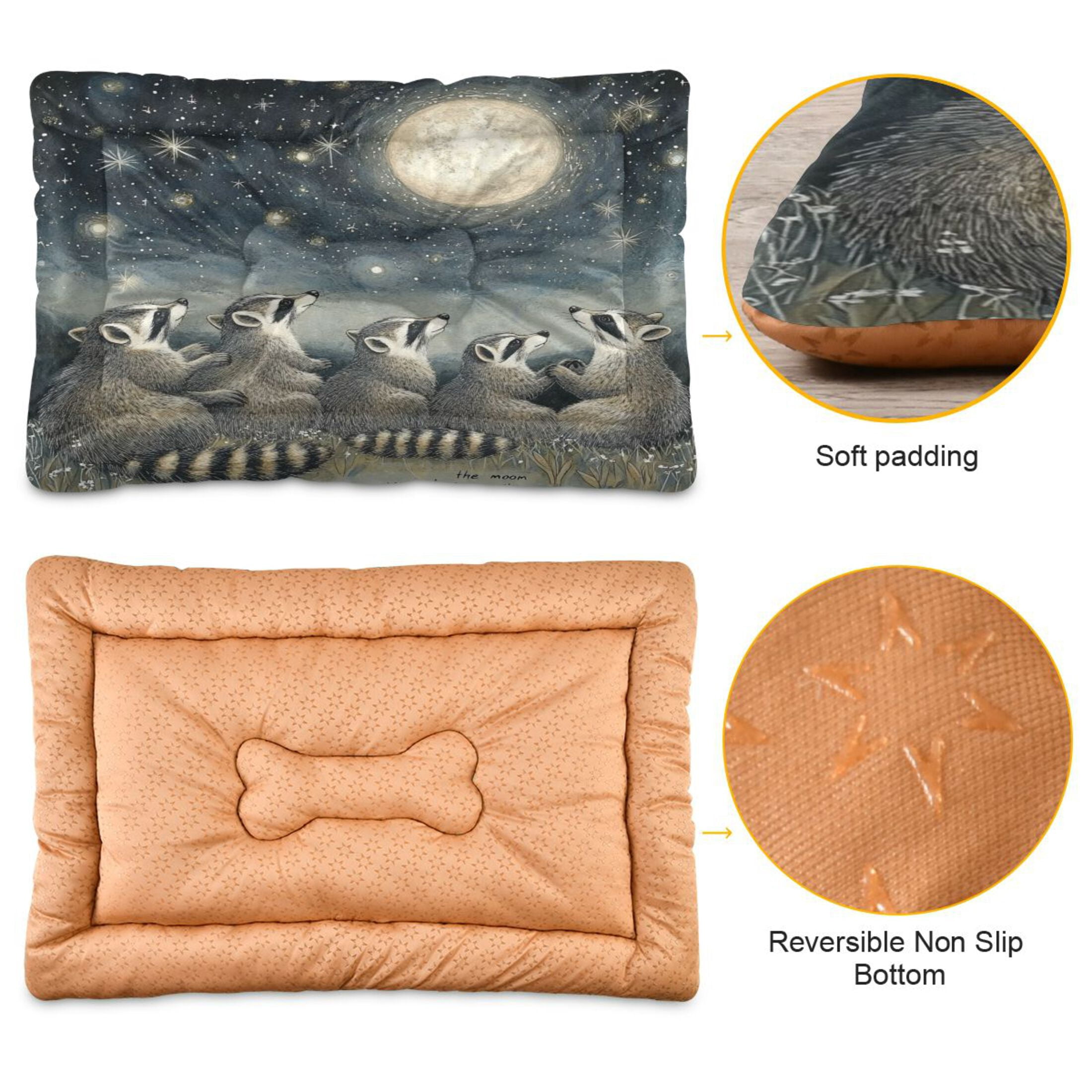 Qxltty Raccoon Watching The Moon Ped Pad Wear-resistant and Hard to Bite Through Sleeping Pad for Small Medium Large Dogs Winter Pet Bed 36×24in