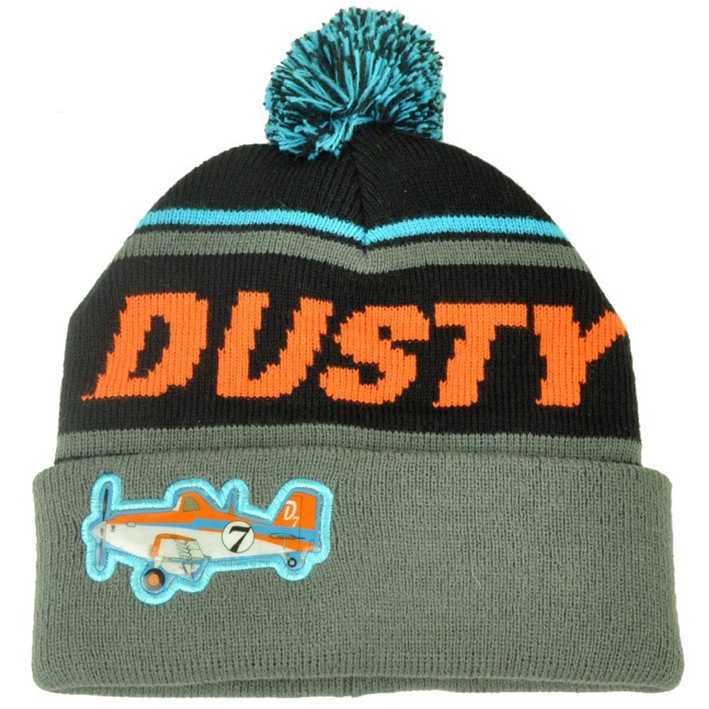 Concept One Accessories Disney Pixars Planes Dusty Kids Child Cuffed Beanie Knit Movie Toque Hat Pom, Kids Unisex, Size: One size, Black