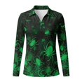 thumbnail image 4 of Jeiento Women's Golf Shirts, Moisture Wicking Casual Tops, Purple Ghost Witch, Long Sleeve V Neck Quick Dry Sun Protection Top for Halloween Parties, Gym and Daily Wear, 4 of 7