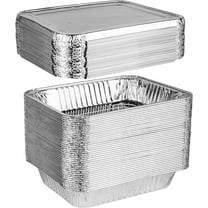 PLASTICPRO Heavy Duty Aluminum Foil Pans with Lids 9”x13” Aluminum Tin Foil Pans, 50 Pack