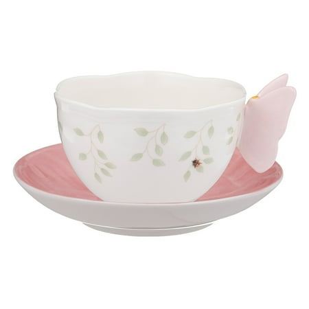 Lenox Butterfly Meadow 7 Piece - Lenox Butterfly Meadow Pink Porcelain Cup and Saucer with Butterfly Handle