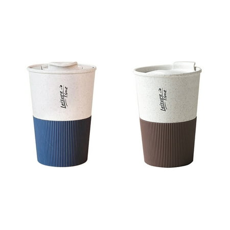 

Xmarks 2 Pack Wheat Straw Coffee Tea Mug with Silicone Lid | 12oz/350ml Wheat Straw | Reusable Environmentally Eco Friendly Portable Dishwasher Safe