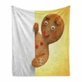 thumbnail image 1 of Gingerbread Man Soft Flannel Fleece Throw Blanket, Gingerbread Man Holding a White Page Funny Xmas Character Print, Cozy Plush for Indoor and Outdoor Use, 50" x 60", Multicolor, by Ambesonne, 1 of 6