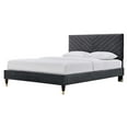 thumbnail image 1 of Platform Bed Frame, Queen Size, Charcoal Grey Gray, Velvet, Modern Contemporary, Bedroom Master Guest Suite Room, 1 of 5