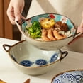 thumbnail image 4 of Large Serving Bowl 24oz Deep Pasta Dish Ceramic Salad Bowl,Irregular Edge, 4 of 7