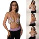 thumbnail image 2 of Hollow Colorful Pendant Charm Halterneck Bra Metal Chest Chain Bralette Crop Top Festival Party Body Jewelry for Women, 2 of 4