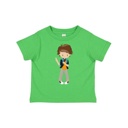 

Inktastic Rock Boy Brown Hair Band Singer Microphone Gift Toddler Boy Girl T-Shirt