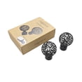 thumbnail image 5 of SAIJYUNCOI Decorative window finials Black Hollow Sphere Design Curtain Rod Finials, 2 Pack, 5 of 6