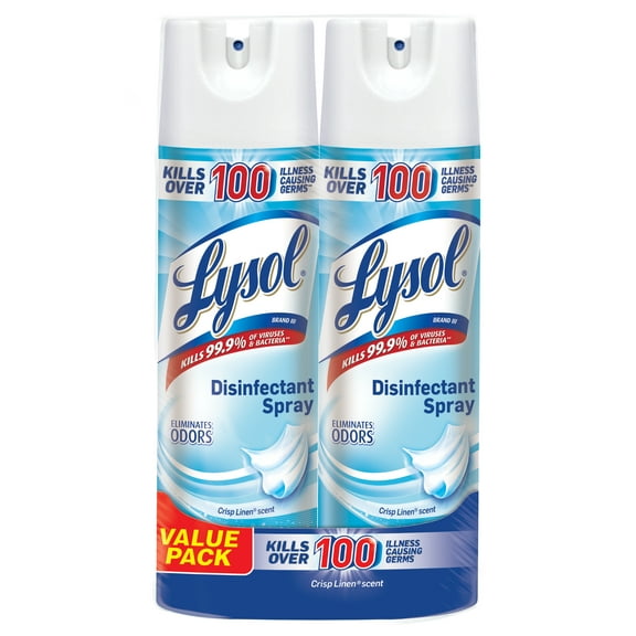 Lysol, Disinfectant Spray, Crisp Linen Scent, 25oz (2X12.5oz), Value Pack, Cans