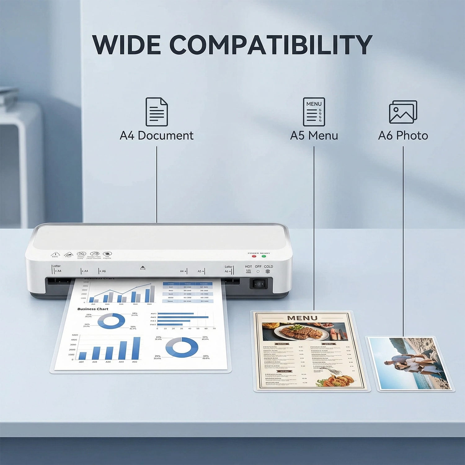 Beloadence Laminator Machine, A4 Laminators Hot & Cold with 15 Laminating Sheets and Trimmer, 13 Inch Laminating Machine for Office, School, Business and Home