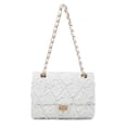 thumbnail image 1 of Bolsa de Hombro MKP para Mujer en Denim Azul Desgastado Acolchado y Cruzada, 1 of 6
