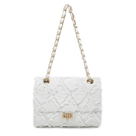 Bolsa de Hombro MKP para Mujer en Denim Azul Desgastado Acolchado y Cruzada