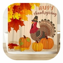 AUQ Happy Thanksgiving Shower Curtain Fall Harvest Turkey Pumpkin Maple Leaf Shower Curtains Fall Country Farmhouse Bathroom Bath Curtain Polyester Fabric with Hooks 72Wx72H Inch