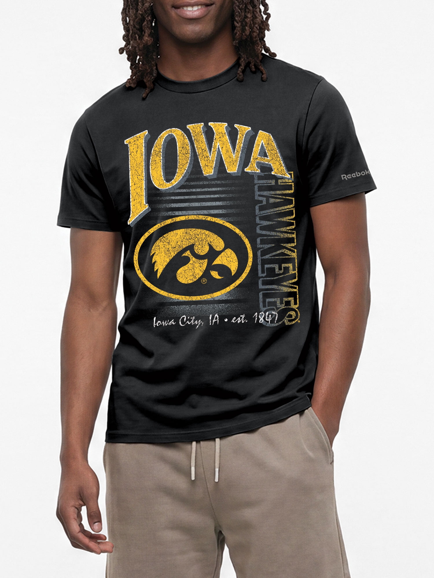 Iowa Hawkeyes Reebok Mens Crew Neck Short Sleeve T-Shirt