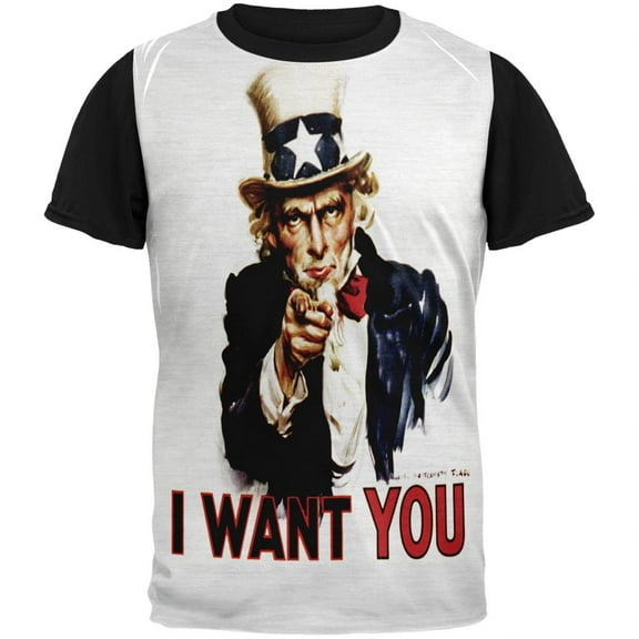 4th of July Uncle Sam Wants You Adult Black Back T-Shirt
