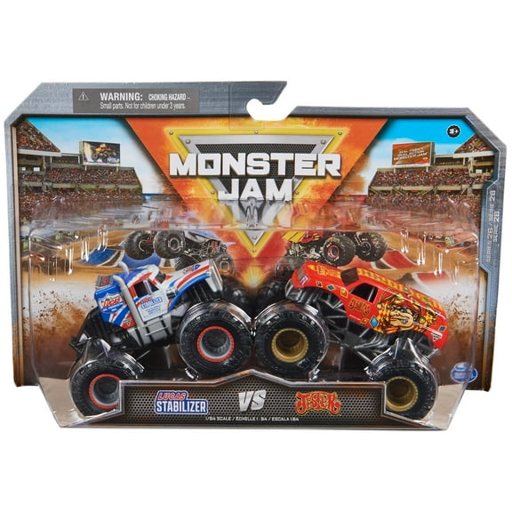 Monster Jam, Official Lucas Stabilizer Vs. Jester Die-Cast Monster Trucks, 1:64 Scale, Kids Toys for Boys Ages 3 and up