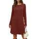 thumbnail image 2 of TaTaai Women's Spring Summer Casual Dress Long Sleeve Round Neck Printed Loose Fit Knee Length Shift Dress Soft Gift, 2 of 6