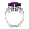 thumbnail image 2 of Sterling Silver Rhodium-plated Checker-Cut Amethyst Ring, 2 of 5
