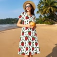 thumbnail image 4 of Naloa Strawberry Print Womens Summer A-Line Dress with Pockets,Short Sleeve Dresses,Flowy Beach Swing Dress for Vacation Travel, 4 of 6