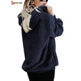 thumbnail image 3 of Spencer Women's Warm Fuzzy Fleece Sweatshirt Casual Loose Sherpa Pullover Hoodies with Pockets Oversized Outwear (M, Navy), 3 of 4