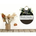 thumbnail image 4 of Friends & Family Gather Here Front Door Sign Funny Wreaths Hanging Wooden Plaque Decoration Round Rustic Wood Farmhouse Porch Decor for Home Front Door Decor, 11 x 11 Inch, 4 of 5