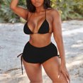 thumbnail image 1 of CEHVOM Ladies Two-Piece Set Of Bikini Split Boxer Swimwear With Chest Pads And No Steel Support Solid Color Straps, 1 of 4